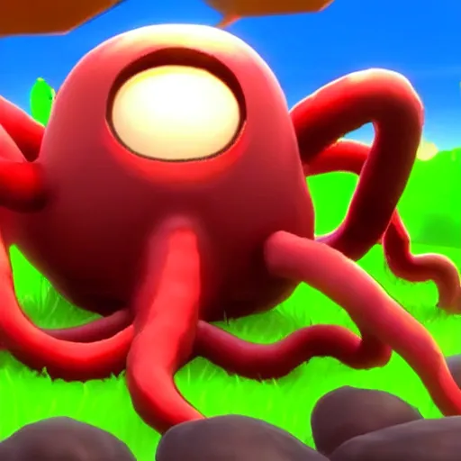 Prompt: First preview of video game - Potato Defender - where you as a mini octopus must defend your potatoes from ants - Unreal 6 4k