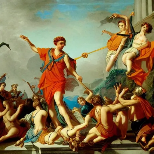 Image similar to pyrrhic victory painting by johann peter krafft