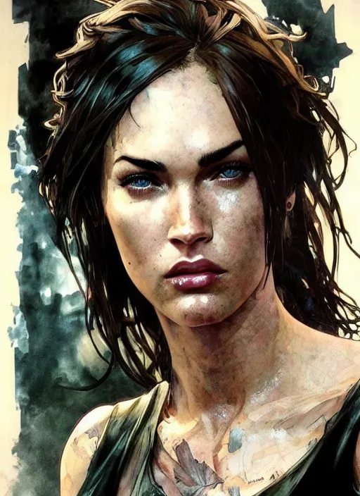 Image similar to full!! figure!! megan fox as elle from last of us, hyperrealistic, by yoji shinkawa and by jeremy mann and alphonse mucha, fantasy art, photo realistic, dynamic lighting, artstation, poster, volumetric lighting, 4 k, award winning