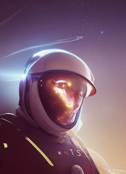 Image similar to a beautiful portrait of elon musk wearing a futuristic spacesuit on mars. character design by cory loftis, fenghua zhong, ryohei hase, ismail inceoglu and ruan jia. artstation, volumetric light, detailed, rendered in octane