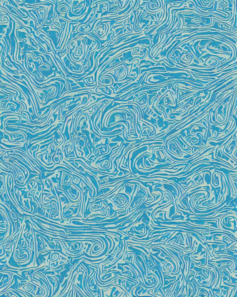 Image similar to abstract print featuring painted ancient greek vase on monochromatic baby blue background.