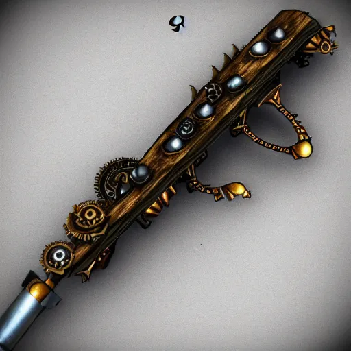 Image similar to steampunk style weapons, concept design