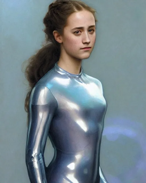 Prompt: a portrait painting of a shy, blushing 1 6 - year old alicia vikander or saoirse ronan as a space princess, backlit, wearing a futuristic translucent iridescent plastic space suit, elegant, highly detailed, artstation, concept art, by krenz cushart and donato giancola and william adolph bouguereau and alphonse mucha