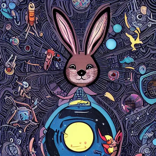 Image similar to A lost sci-fi rabbit, space rabbit, interstellar black hole, by James Jean And WLOPPRO