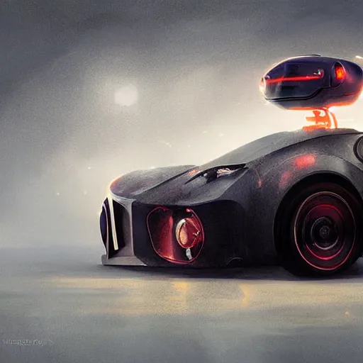 Image similar to modded car, elegant, digital painting, concept art, smooth, sharp focus, art style from Wang Ke and Greg Rutkowski and Bruce Kaiser and Scott Robertson and Dmitry Mazurkevich and Doruk Erdem and Jon Sibal, small style cue from Blade Runner and Minority Report and iRobots