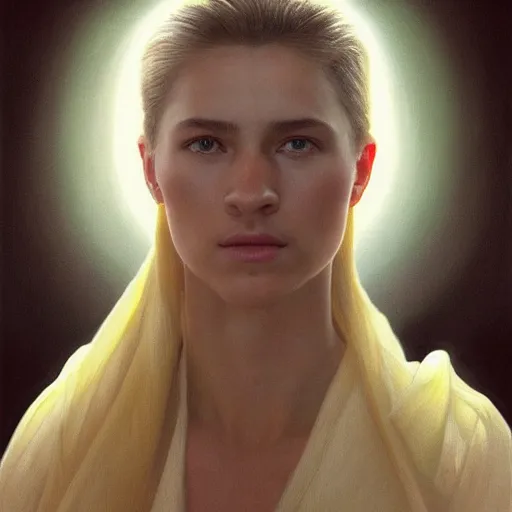 Image similar to Perfectly-centered portrait-photograph of a real life god from heaven, lifelike, super highly detailed, professional digital painting, artstation, concept art, Unreal Engine 5, Photorealism, HD quality, 8k resolution, cinema 4d, 3D, beautiful, cinematic, art by artgerm and greg rutkowski and alphonse mucha and loish and WLOP