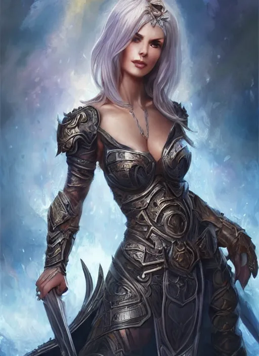 Prompt: a ruthless beautiful woman paladin, 8 k, perfect body hyperrealistic, dragon slayer, hyperdetailed, fantasy portrait by laura sava