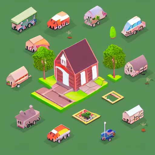 Image similar to cute isometric country