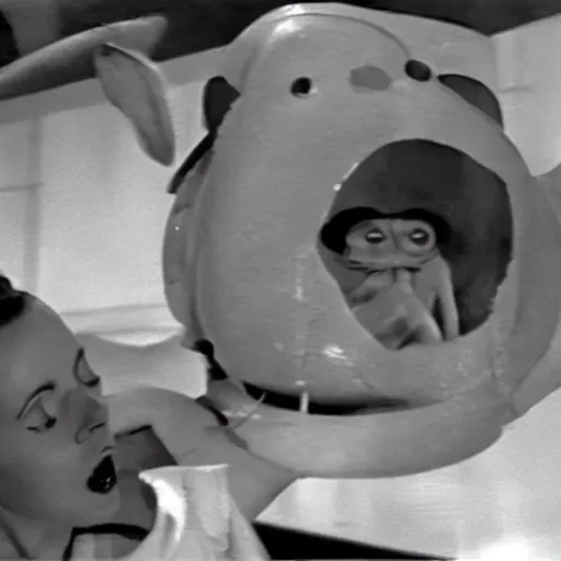 Prompt: a terrifying giant mouse, a still of attack of the 5 0 ft. woman ( 1 9 5 8 )