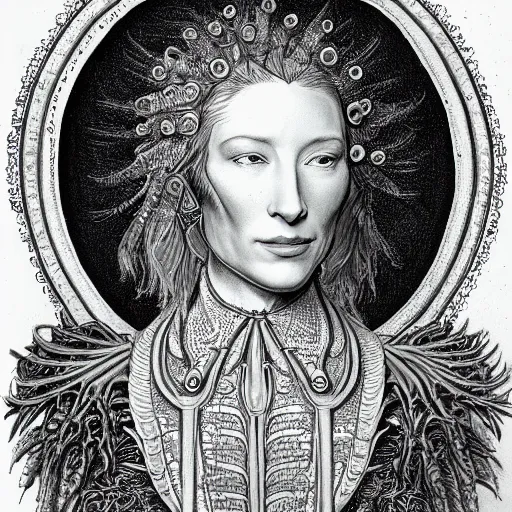 Image similar to Detailed drawing of cate blanchett by Ernst Haeckel