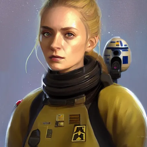 Prompt: portrait of a woman by greg rutkowski, syal antilles, blonde hair, star wars expanded universe, she is about 2 0 years old, wearing starfighter pilot uniform of the galactic alliance, digital painting, artstation, concept art, smooth, sharp foccus ilustration, artstation hq