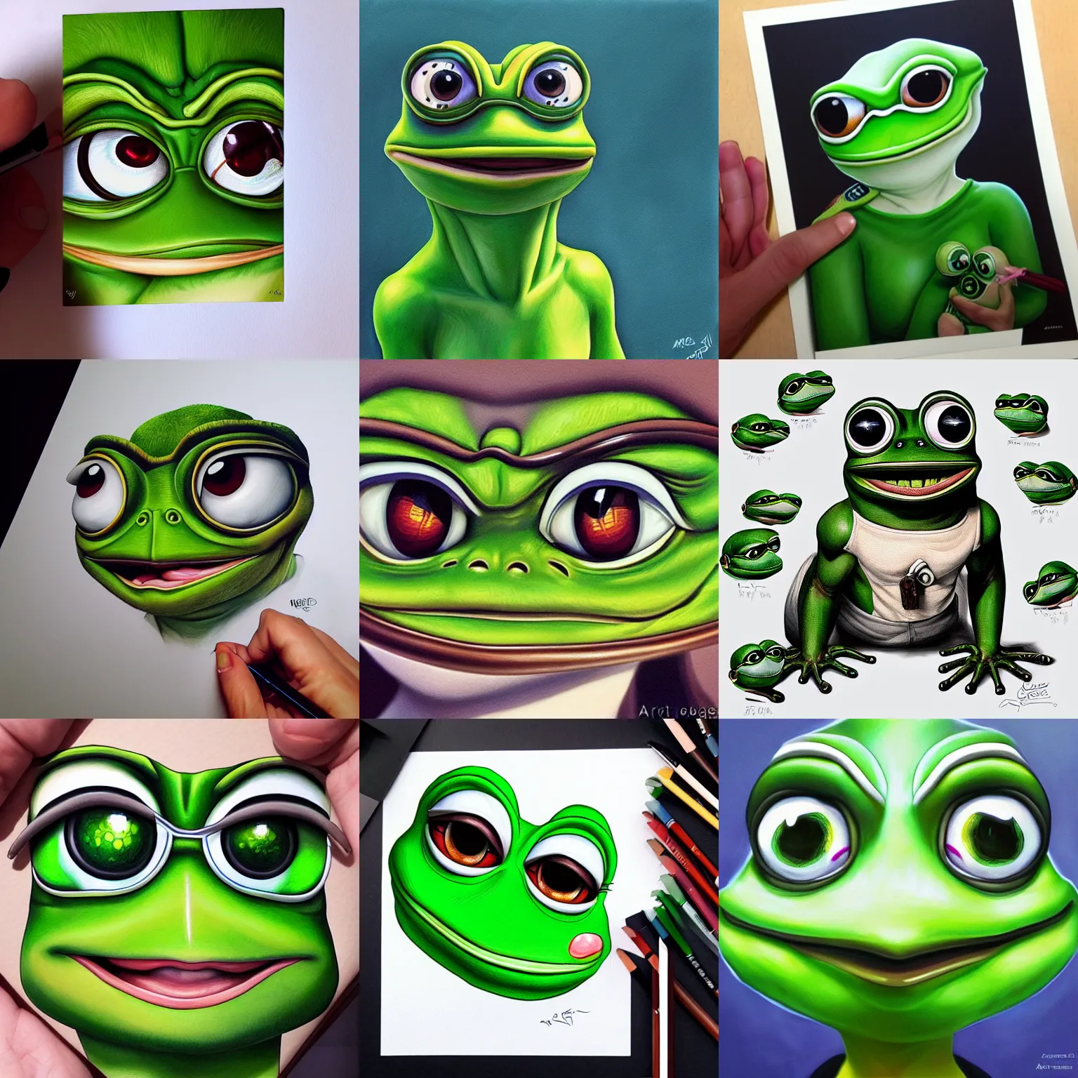 Prompt: pepe the frog, by artgerm