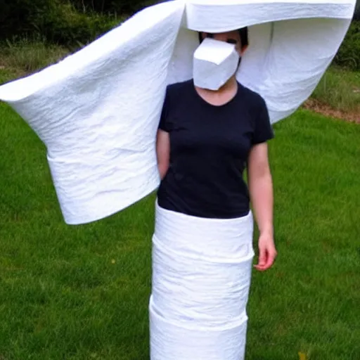 Image similar to creative costume made with toilet paper