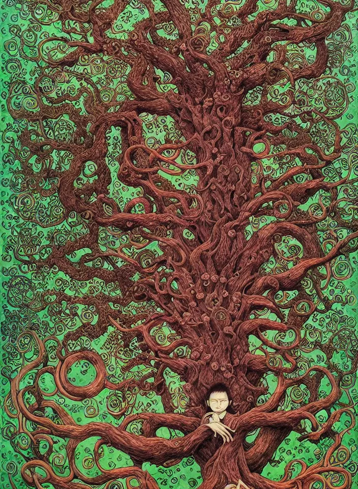 Image similar to portrait painted in jacek yerka style drawn by vania zouravliov and takato yamamoto, inspired by the tree of life, intricate acrylic gouache painting, high detail, sharp high detail, artstation