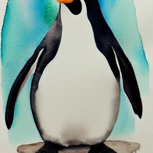 Image similar to Watercolor painting of a penguin