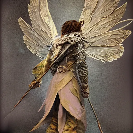 Image similar to A male fairy druid with hawk wings, D&D Art, detailed, rim light, diffused, intricate, by Tyler Jacobson