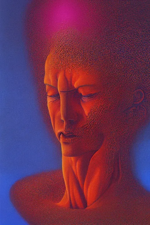 Prompt: portrait of son goku colourful shiny beautiful harmony painting by zdzisław beksinski