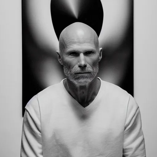 Image similar to Cymatics art representation of Ed Harris, studio lighting, F 1.4 Kodak Portra