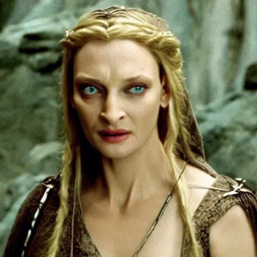 Image similar to uma thurman as galadriel in the lord of the rings