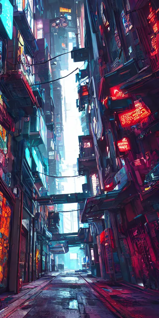 Prompt: cyberpunk alley drawn by jack kirby, 8 k, raytracing, unreal engine 5,