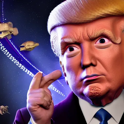 Prompt: portrait of Donald Trump as a ferengi from star trek. Octane render. 4k. High detail
