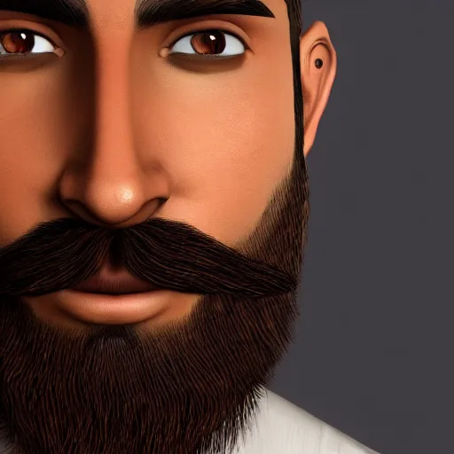 Image similar to the best brown male with short beard and mustache profile picture of 2 0 2 5, 4 k, beautiful gorgeous digital art, trending on artstation