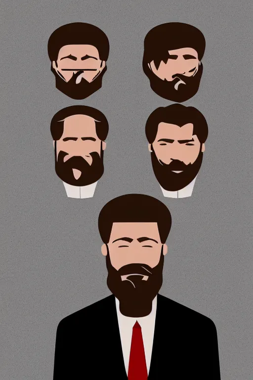 Image similar to face icon stylized minimalist portrait of a respectable dignified 3 0 ish pentecostal preacher with kind eyes and red beard and hair, serge birault, global illumination