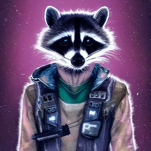 Prompt: cyberpunk raccoon