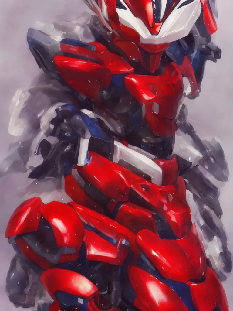 Image similar to A realistic anime portrait of a man in a Gundam suit with glowing red, digital painting, by Stanley Artgerm Lau, Sakimichan, WLOP and Rossdraws, digtial painting, trending on ArtStation, SFW version