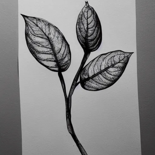 Prompt: aesthetic, botanical art, black ink on white paper