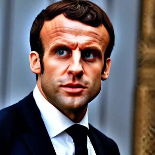 Prompt: extremely detailed face of Emmanuel Macron in American Psycho (1999)