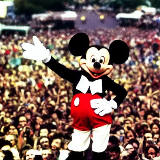 Image similar to mickey mouse performing at woodstock