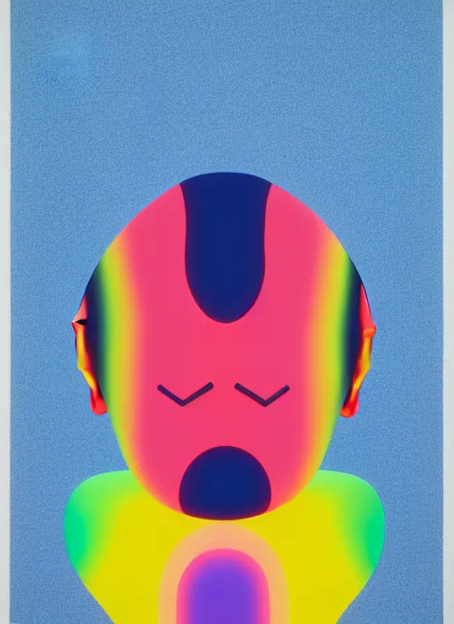 Prompt: sad face by shusei nagaoka, kaws, david rudnick, pastell colours, airbrush on canvas, cell shaded, 8 k