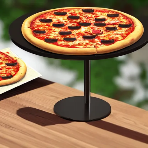 A table with pizza and a glass vine next to it, Stable Diffusion