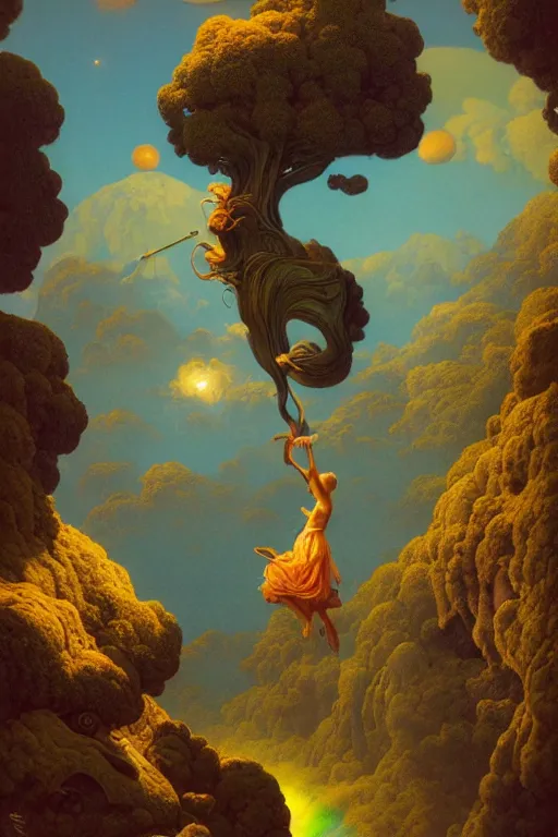 Prompt: the most wonderful dream you ever had, concept art, vivid color, complementary color, golden ratio, detailed, sharp lines, sharp focus, intricate, rainbowshift, by maxfield parrish, by peter mohrbacher, by gustave dore, by salvadore dali, deviantart, octane render