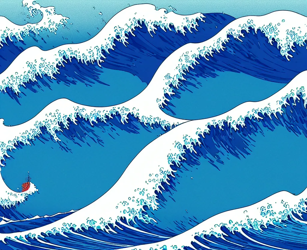 Image similar to banzai pipeline barrel ; ultra - realistic 3 d depth shading ; third reef pipeline by katsushika hokusai