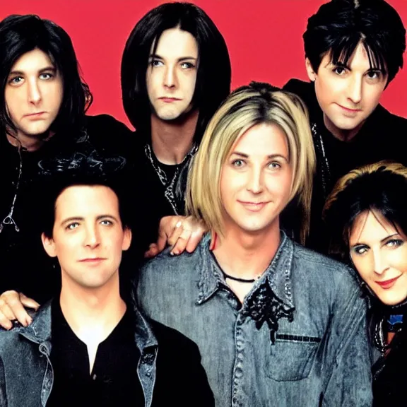 Prompt: ross from friends in a goth rock band