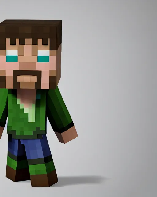 full body 3d render of minecraft steve as a funko pop