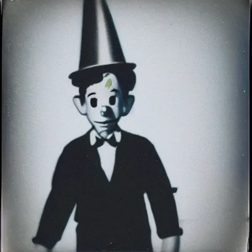 Image similar to polaroid photo of real life pinocchio