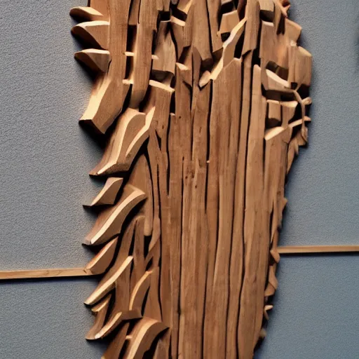 Prompt: a wood masterpiece symbolizing climbing