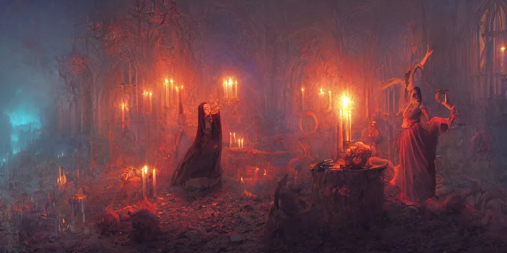 Image similar to Necromancer unleashes ultimate spell by Marc Simonetti and Delphin Enjolras and Daniel Ridgway Knight