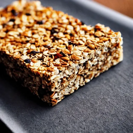 Prompt: high resolution photo of granola bar, michelin star, very tasty, food photography, instagram, trending