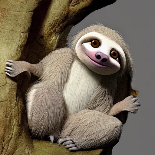 Prompt: sid the light - colored sloth with protruding eyes from ice age ( 2 0 0 2 )