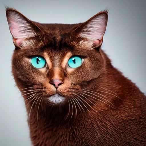Prompt: studio photo of a completely brown cat
