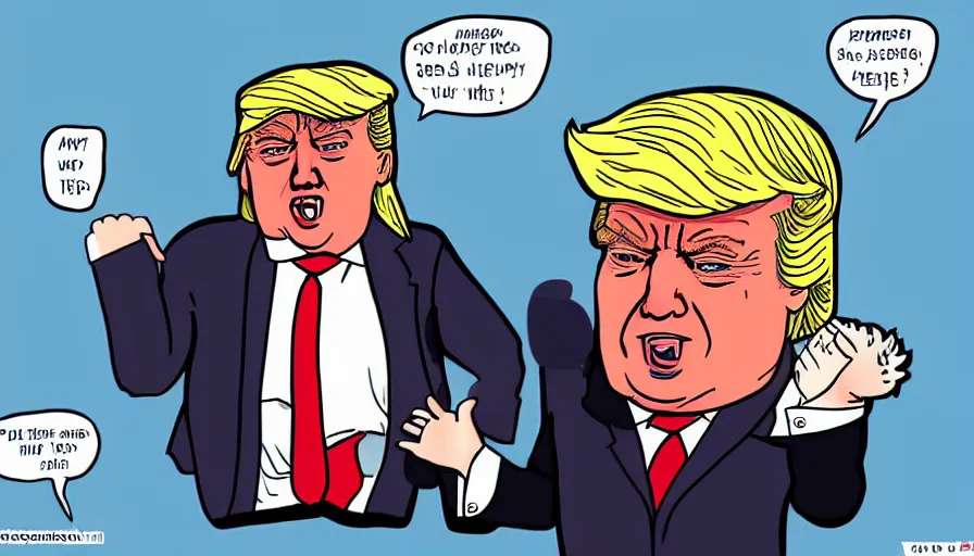 Image similar to donald trump crying like a baby, political illustration, comic, in the style of ben garrison