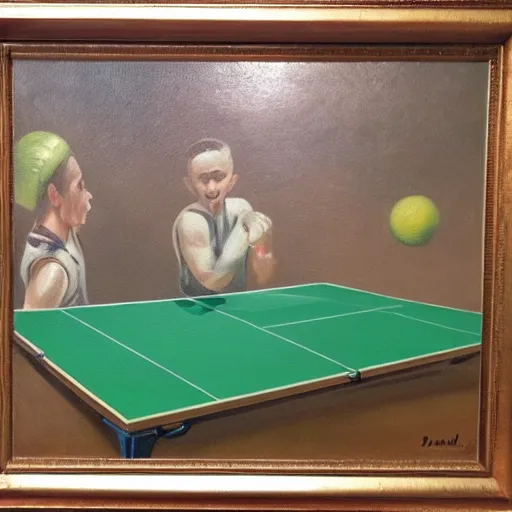 Image similar to Două pisici jucând ping-pong pe fundal portocaliu, oil painting