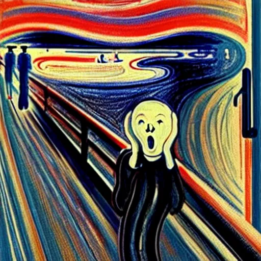 Image similar to that feeling when someone kicks you in your nuts, trending on artstation, in the style of the scream by edvard munch