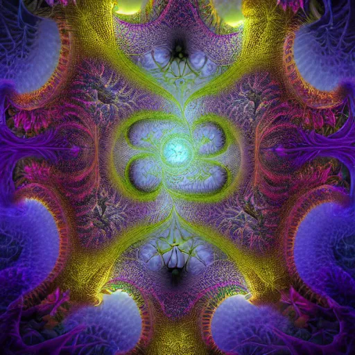 Image similar to a beautiful 3 d painting of a sprawling intricate fractal populated by mandelbrot fractals by android jones and mandelbrot, volumetric lighting, dynamic lighting, dramatic lighting, high contrast, concept art, carved marble, sacred geometry, religious, magic realism, catholicpunk, stark, trending on artstation