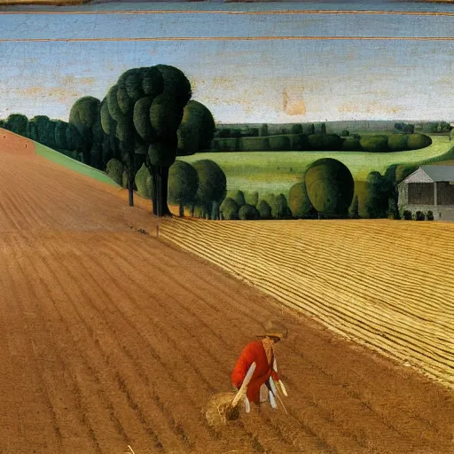 Image similar to Farmer tilling his field by Fra Angelico,