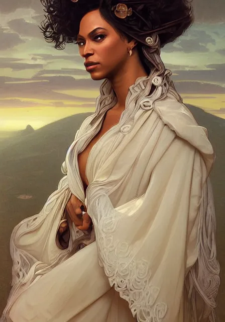 Image similar to beyonce, intricate, elegant, highly detailed, digital painting, artstation, concept art, smooth, sharp focus, illustration, art by artgerm and greg rutkowski and alphonse mucha and william - adolphe bouguereau